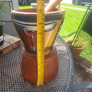 Antique Primitive African Wooden Hand Painted Mortar And Pestle Grinding Set 2Pc